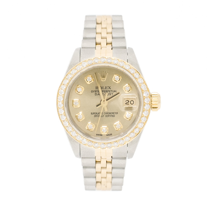Rolex Yellow Gold Lady-Datejust 28 Watch - 44 Diamond Bezel - Silver D