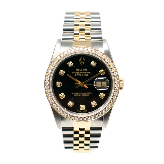 18K Gold Ladies ROLEX Oyster Diamond Watch Perpetual Datejust 3ct