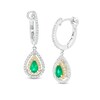 Thumbnail Image 1 of EFFY™ Collection Pear-Shaped Emerald and 1/3 CT. T.W. Diamond Double Frame Drop Earrings in 14K Two-Tone Gold