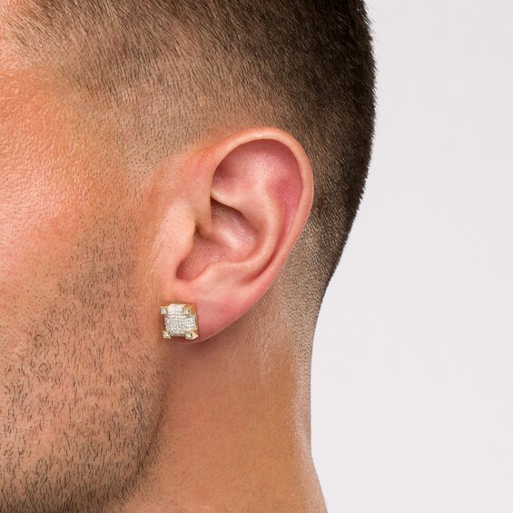 5/8 CT. T.w. Diamond Block Stud Earrings in 10K Gold