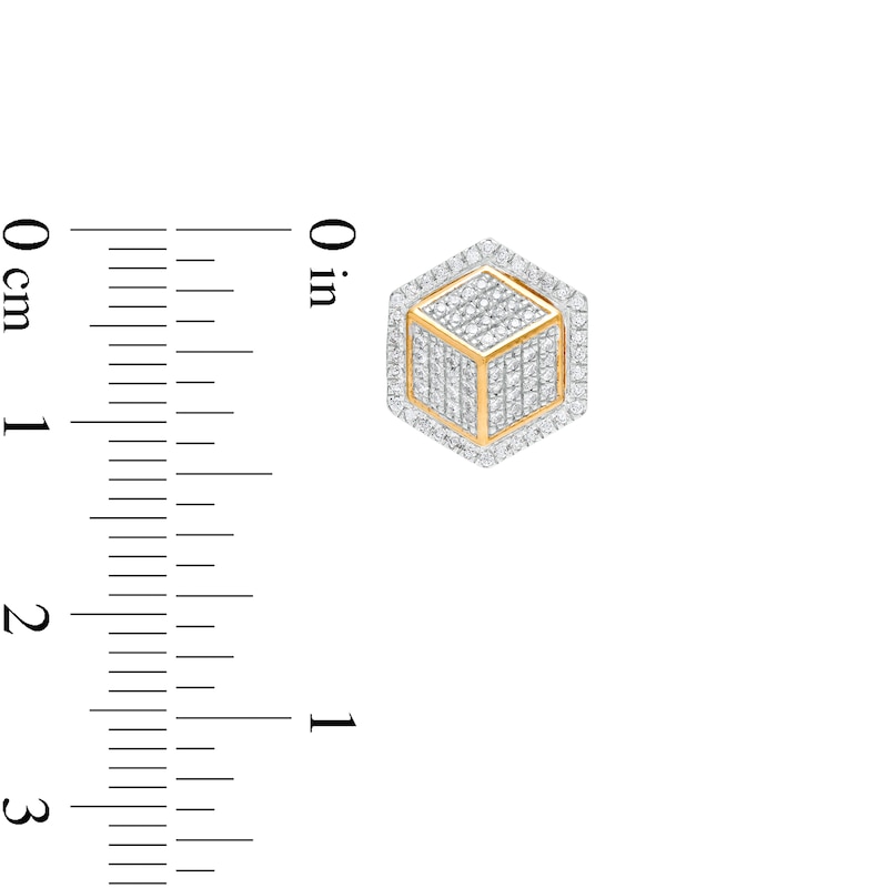 Main Image 2 of 1/4 CT. T.W. Diamond Raised Block Stud Earrings in 10K Gold