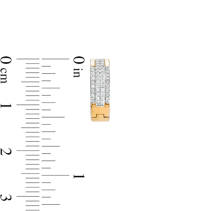 Main Image 2 of Men's 1/5 CT. T.W. Diamond Multi-Row Huggie Hoop Earrings in 10K Gold