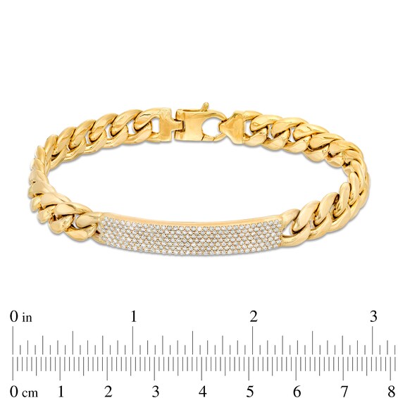 1-1/2 Ct.t.w. Diamond ID Curb Chain Bracelet in 10K Gold - 8.5"