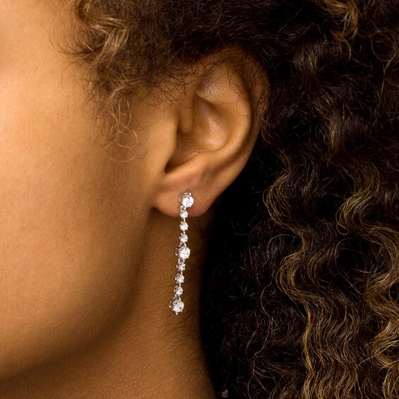 1 CT. T.w. Certified Lab-Grown Diamond Bubbles Linear Drop Earrings in 14K White Gold (F/Si2)