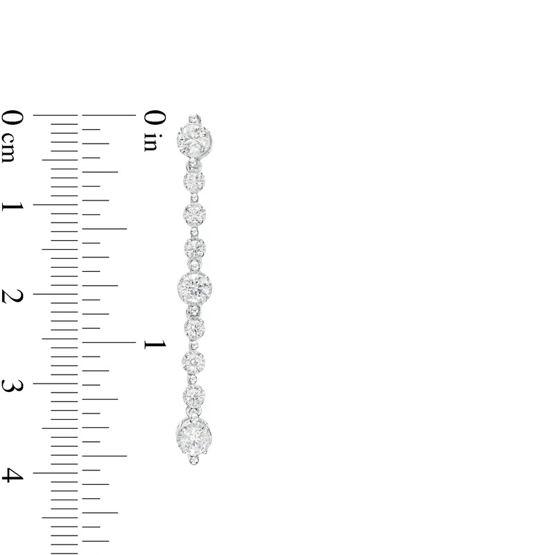 Main Image 3 of 1 CT. T.W. Certified Lab-Grown Diamond Bubbles Linear Drop Earrings in 14K White Gold (F/SI2)