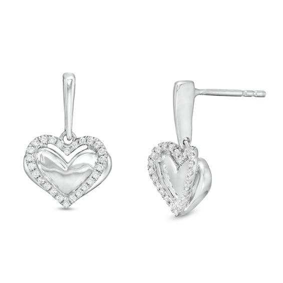 The Kindred Heart from Vera Wang Love Collection 1/6 CT. T.w. Diamond Layered Heart Drop Earrings in Sterling Silver