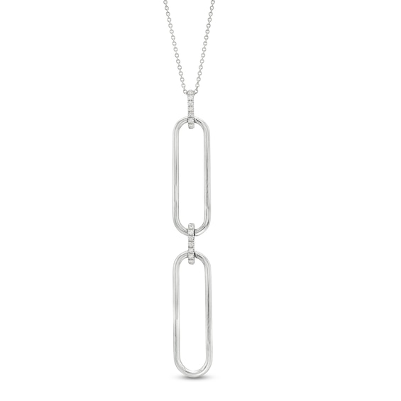 The Kindred Links from Vera Wang Love Collection 1/8 CT. T.w. Diamond Paper Clip Link Drop Pendant in Sterling Silver