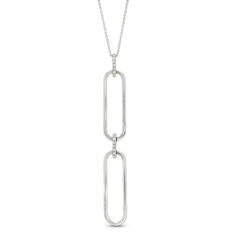 Main Image 1 of The Kindred Links from Vera Wang Love Collection 1/8 CT. T.W. Diamond Paper Clip Link Drop Pendant in Sterling Silver