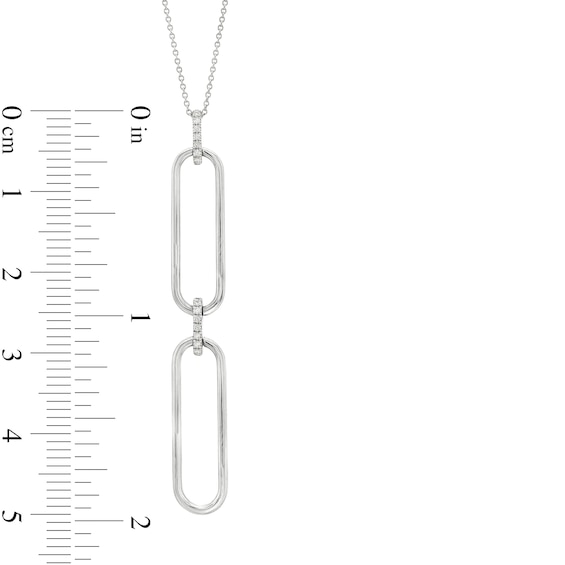 The Kindred Links from Vera Wang Love Collection 1/8 CT. T.w. Diamond Paper Clip Link Drop Pendant in Sterling Silver