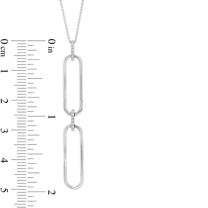 Main Image 5 of The Kindred Links from Vera Wang Love Collection 1/8 CT. T.W. Diamond Paper Clip Link Drop Pendant in Sterling Silver