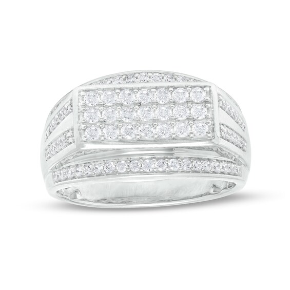 1 CT. T.w. Diamond Raised Triple Row Ring in 10K White Gold