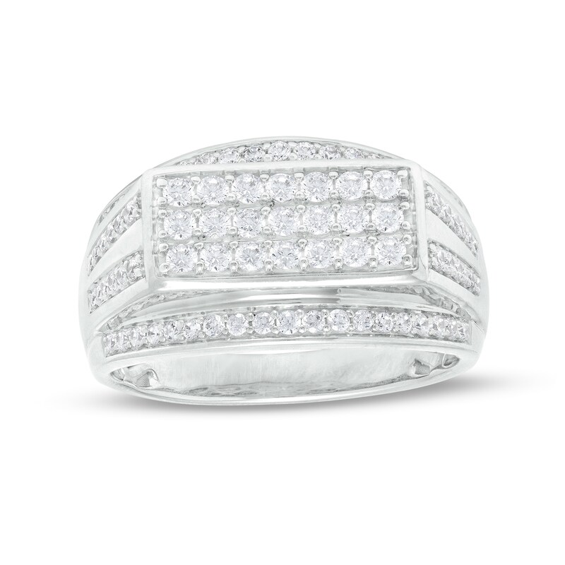 Main Image 1 of 1 CT. T.W. Diamond Raised Triple Row Ring in 10K White Gold