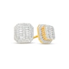 Thumbnail Image 1 of 1/2 CT. T.W. Baguette and Round Multi-Diamond Octagonal Frame Stud Earrings in 10K Gold