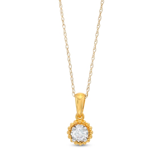 1/6 CT. Diamond Solitaire Bead Frame Drop Pendant in 10K Gold (I/I3)