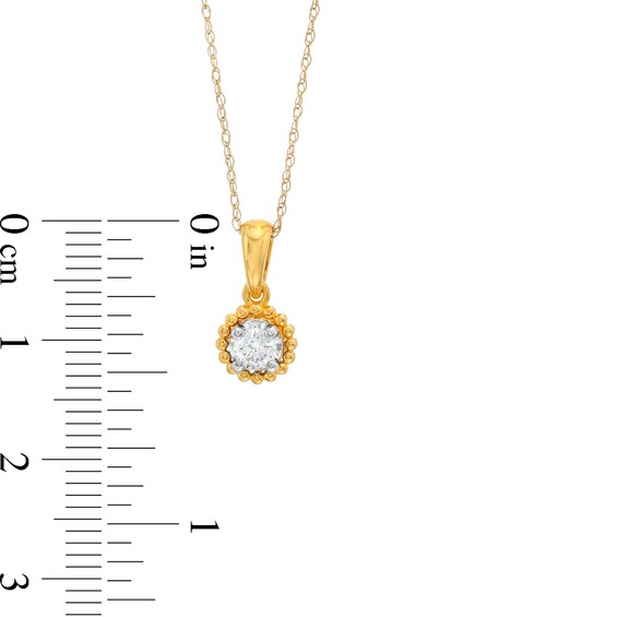 1/6 CT. Diamond Solitaire Bead Frame Drop Pendant in 10K Gold (I/I3)