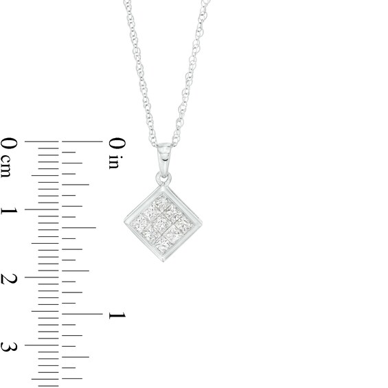 5/8 CT. T.w. Princess-Cut Multi-Diamond Tilted Pendant in 10K White Gold