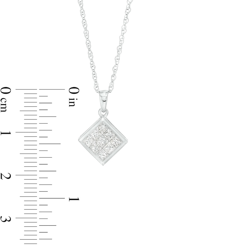 Main Image 3 of 5/8 CT. T.W. Princess-Cut Multi-Diamond Tilted Pendant in 10K White Gold