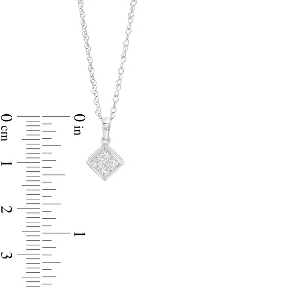 1/3 CT. T.w. Quad Princess-Cut Diamond Tilted Pendant in 10K White Gold