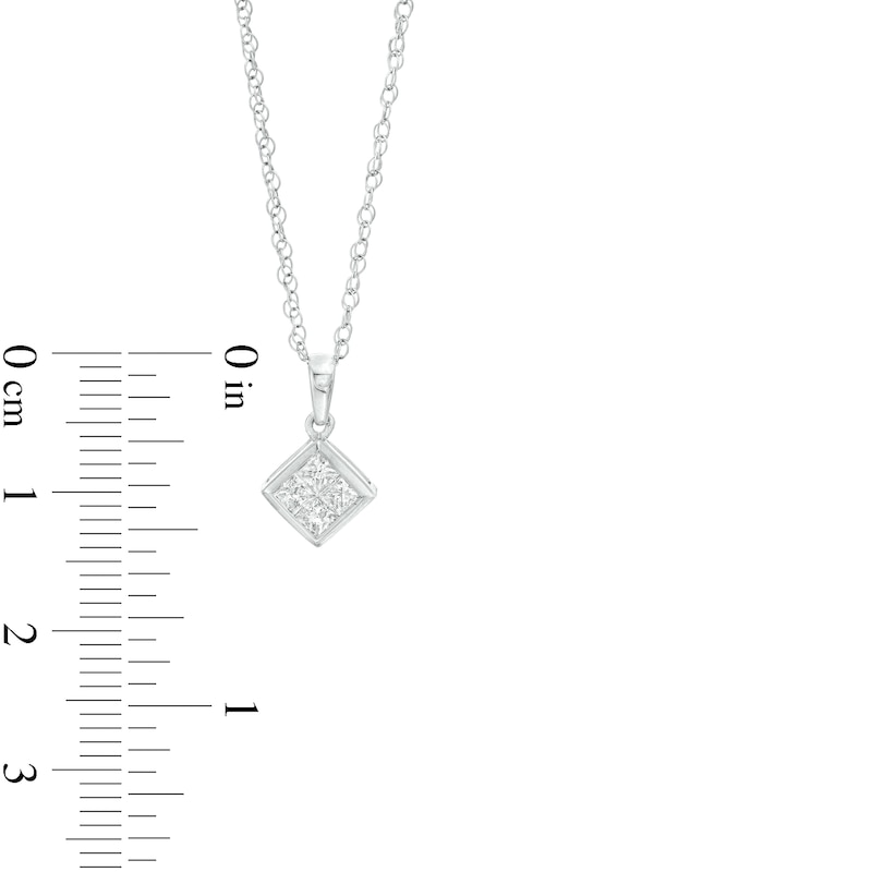 Main Image 3 of 1/3 CT. T.W. Quad Princess-Cut Diamond Tilted Pendant in 10K White Gold
