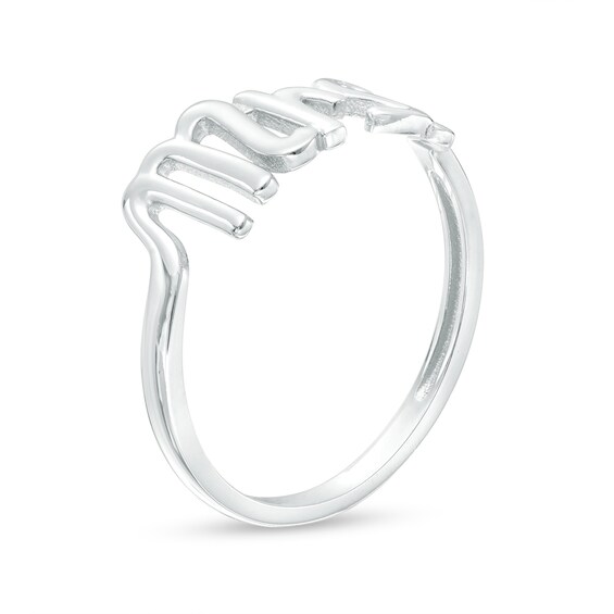 Cursive "Mrs" Stackable Band in 10K White Gold