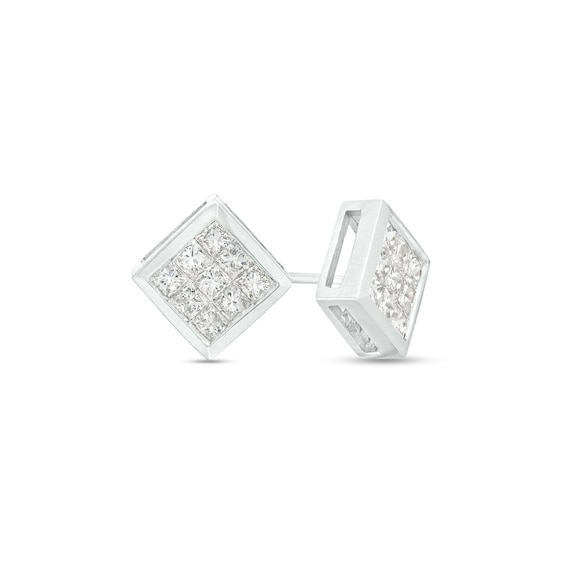 1 CT. T.w. Princess-Cut Multi-Diamond Stud Earrings in 10K White Gold