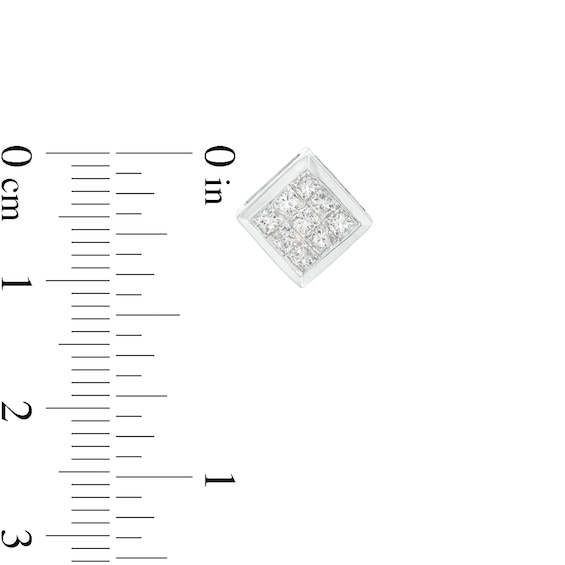 1 CT. T.w. Princess-Cut Multi-Diamond Stud Earrings in 10K White Gold