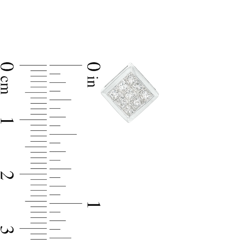 Main Image 3 of 1 CT. T.W. Princess-Cut Multi-Diamond Stud Earrings in 10K White Gold