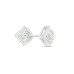 1/2 CT. T.W. Quad Princess-Cut Diamond Stud Earrings in 10K White Gold