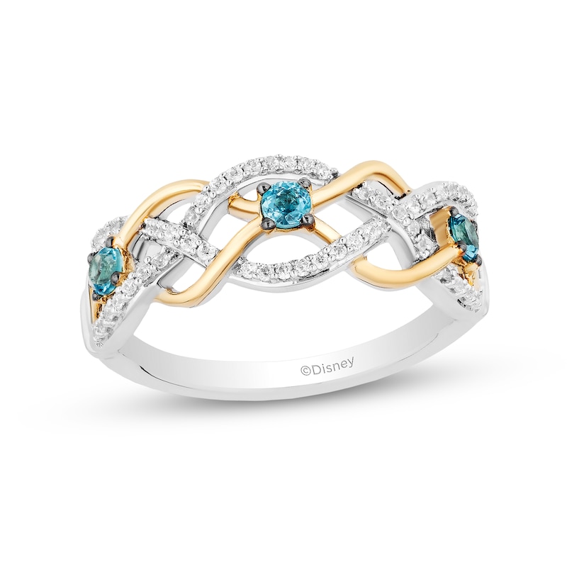 Collector's Edition Enchanted Disney Brave 10th Anniversary Swiss Blue Topaz and Diamond Twist Ring in Sterling Silver