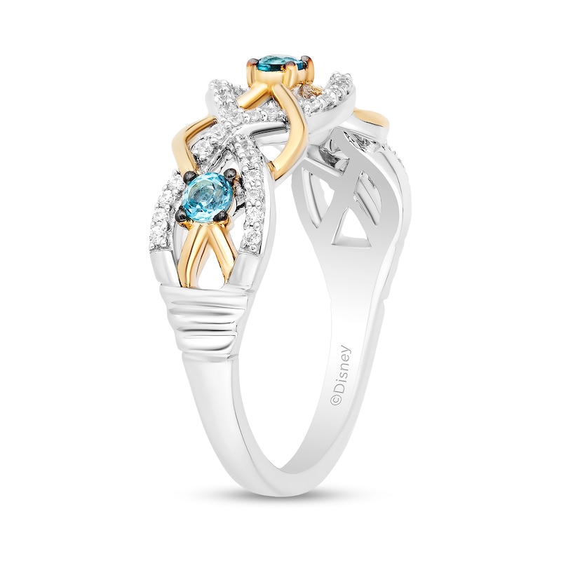 Collector's Edition Enchanted Disney Brave 10th Anniversary Swiss Blue Topaz and Diamond Twist Ring in Sterling Silver