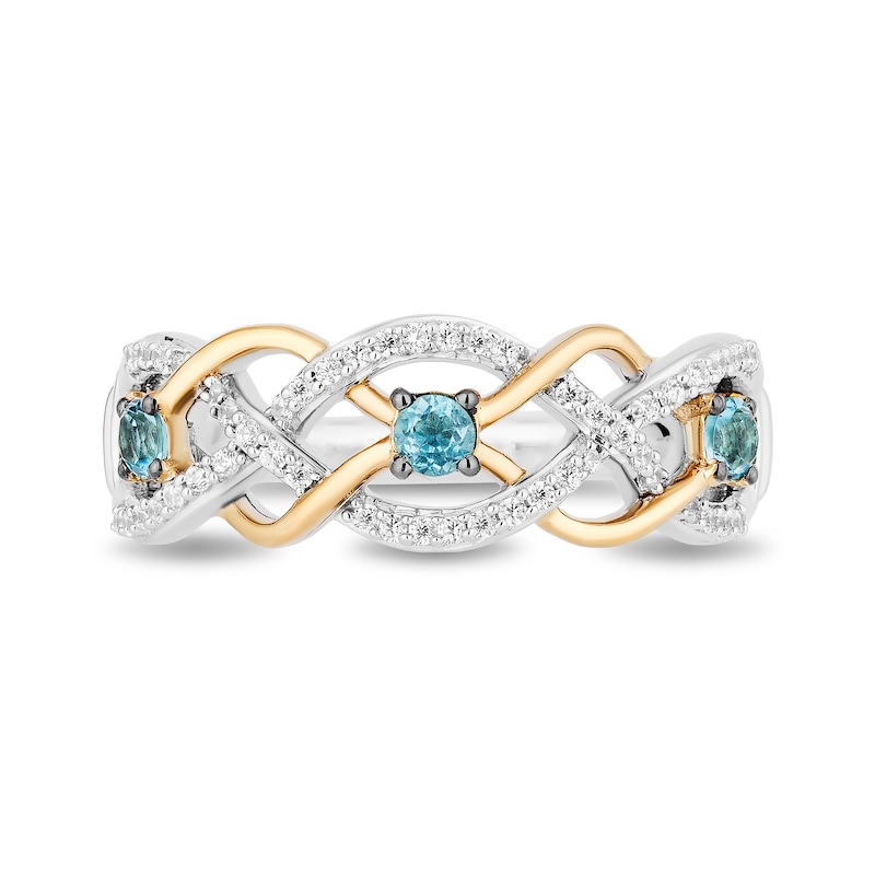 Collector's Edition Enchanted Disney Brave 10th Anniversary Swiss Blue Topaz and Diamond Twist Ring in Sterling Silver