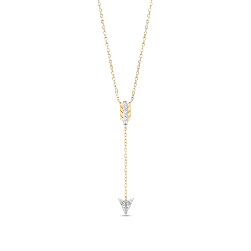 Collector's Edition Enchanted Disney Brave 10th Anniversary 1/8 CT. T.W. Diamond Dangle Arrow "Y" Necklace in 10K Gold