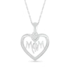 Thumbnail Image 1 of 1/8 CT. T.W. Diamond Beaded Heart Outline with "MOM" and Heart-Top Key Dangle Pendant in Sterling Silver