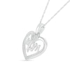 Thumbnail Image 2 of 1/8 CT. T.W. Diamond Beaded Heart Outline with "MOM" and Heart-Top Key Dangle Pendant in Sterling Silver