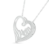 Thumbnail Image 2 of 1/15 CT. T.W. Diamond Heart Outline with Cursive "Mom" and Angel Wing Accent Pendant in Sterling Silver