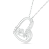 Thumbnail Image 1 of Diamond Accent Solitaire Double Tilted Heart Outline with "MOM" Pendant in Sterling Silver