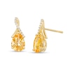 Thumbnail Image 0 of Faceted Pear-Shaped Citrine and White Lab-Created Sapphire Ribbon Drop Earrings in Sterling Silver with 14K Gold Plate
