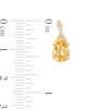 Faceted Pear-Shaped Citrine and White Lab-Created Sapphire Ribbon Drop Earrings in Sterling Silver with 14K Gold Plate