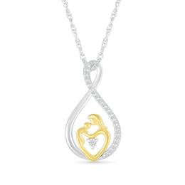 1/8 CT. T.W. Diamond Infinity Loop Motherly Love Pendant in Sterling Silver and 10K Gold