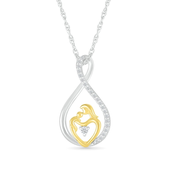 1/8 CT. T.w. Diamond Infinity Loop Motherly Love Pendant in Sterling Silver and 10K Gold