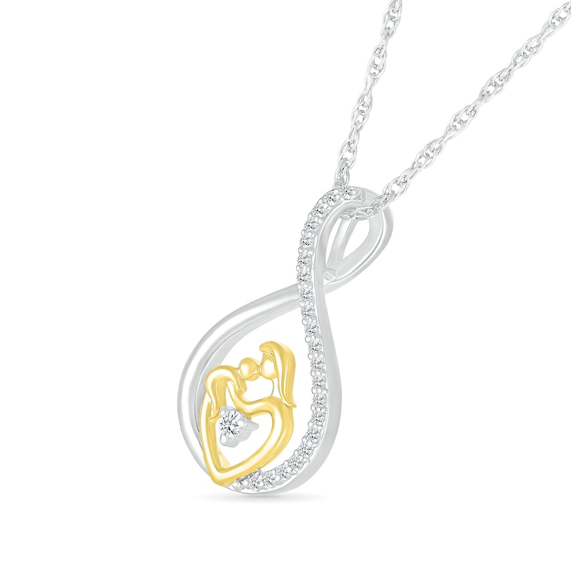 Main Image 2 of 1/8 CT. T.W. Diamond Infinity Loop Motherly Love Pendant in Sterling Silver and 10K Gold