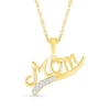 Thumbnail Image 0 of Diamond Accent Curved Ribbon Underline Cursive "Mom" Pendant in Sterling Silver with 14K Gold Plate