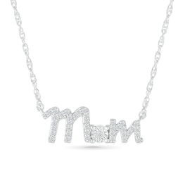 1/6 CT. T.W. Diamond "Mom" Necklace in Sterling Silver