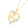Thumbnail Image 2 of 1/4 CT. T.W. Diamond Double Row Ribbon Heart Outline with "MOM" Pendant in Sterling Silver with 14K Gold Plate