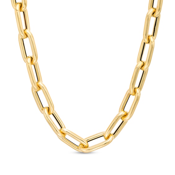 2.5mm Paper Clip Cheval Chain Necklace in Hollow 14K Gold - 18"