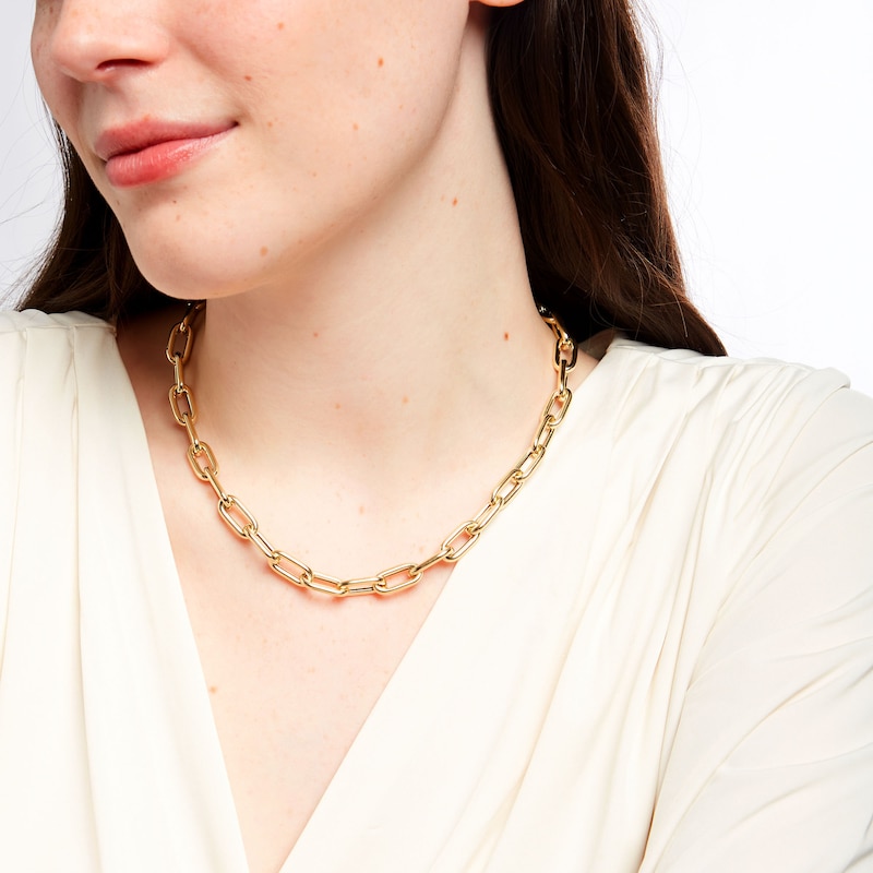 Main Image 2 of 2.5mm Paper Clip Cheval Chain Necklace in Hollow 14K Gold - 18"