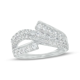 1 CT. T.W. Certified Lab-Created Diamond Bypass Split Shank Wave Ring in 14K White Gold (F/SI2)
