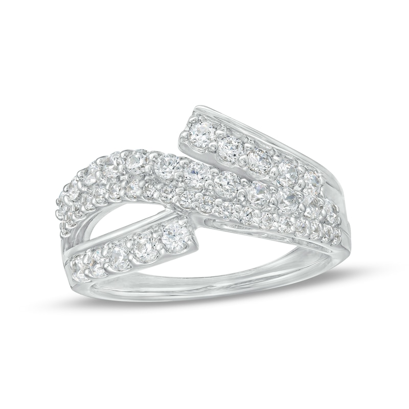 Main Image 1 of 1 CT. T.W. Certified Lab-Grown Diamond Bypass Split Shank Wave Ring in 14K White Gold (F/SI2)