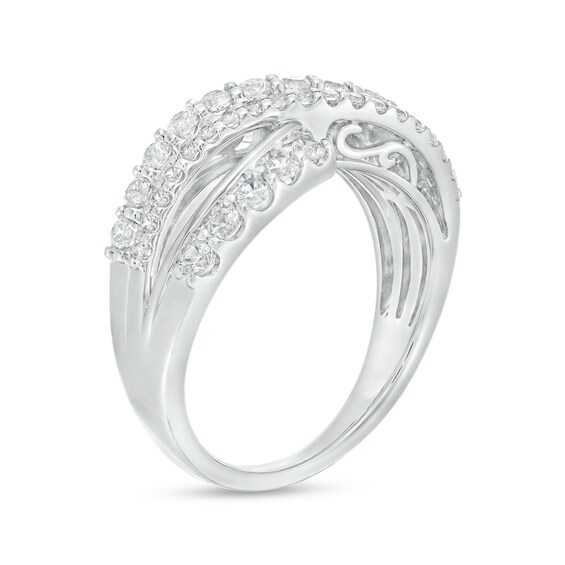 1 CT. T.w. Certified Lab-Grown Diamond Bypass Split Shank Wave Ring in 14K White Gold (F/Si2)
