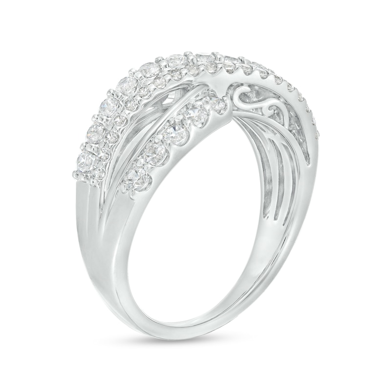 Main Image 3 of 1 CT. T.W. Certified Lab-Grown Diamond Bypass Split Shank Wave Ring in 14K White Gold (F/SI2)